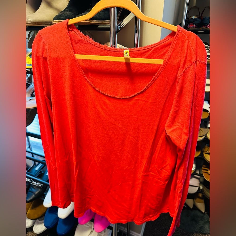Free People Red Open Back Tee